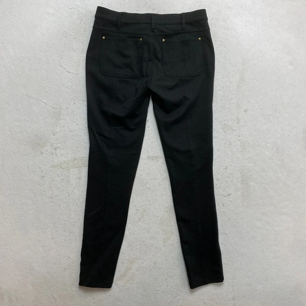 Free People Moto Skinny Pants Womens 29 Black Studded Seamed Mid Rise Leggings